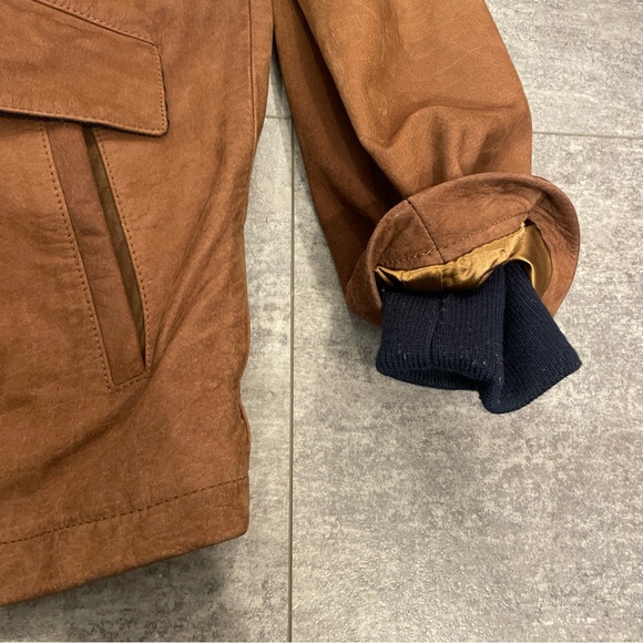 Columbia Long Leather Jacket Zip Up Flannel Lined - Picture 6 of 11